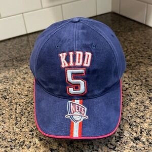 Vintage Y2K New Jersey Nets Jason Kidd 5 Drew Pearson Hat NBA Strap back Blue